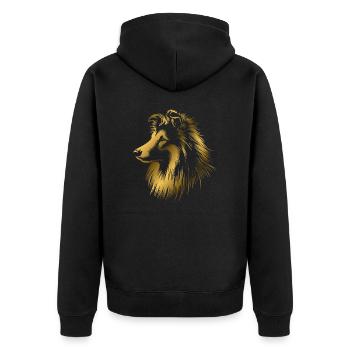 Sheltie | Shetland Berger Chien Tête Or - Veste à capuche bio Premium Unisexe - noir - Dos - Nico (187cm)