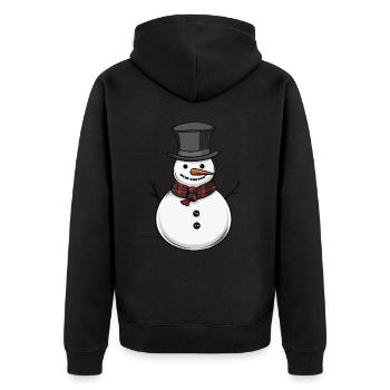 Schneemann Winter Comic - Unisex Premium Bio Zip Hoodie - Schwarz - Hinten - Nico (187cm)