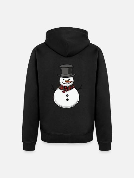 Schneemann Winter Comic - Unisex Premium Bio Zip Hoodie - Schwarz