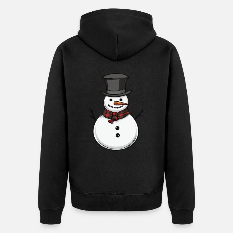 Snowman Winter Comic - Unisex Premium Organic Zip Hoodie - black