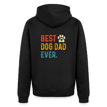 Jahrgang bester Hundepapa aller Zeiten, Hund Papa Geschenk - Unisex Premium Bio Zip Hoodie - Schwarz - Hinten - Nico (187cm)