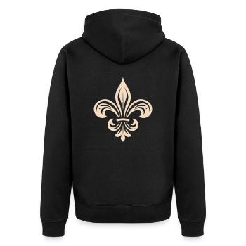 fleur de lis - Unisex Premium Organic Zip Hoodie - black - Back - Nico (187cm)