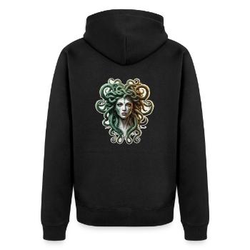 Medusa / griechische Mythologie / Schlangenkopf - Unisex Premium Bio Zip Hoodie - Schwarz - Hinten - Nico (187cm)