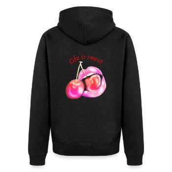 La vie est douce - Veste à capuche bio Premium Unisexe - noir - Dos - Nico (187cm)