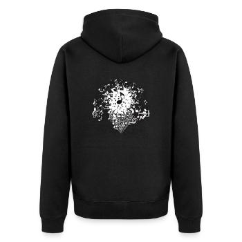Notenschädel - Unisex Premium Bio Zip Hoodie - Schwarz - Hinten - Nico (187cm)