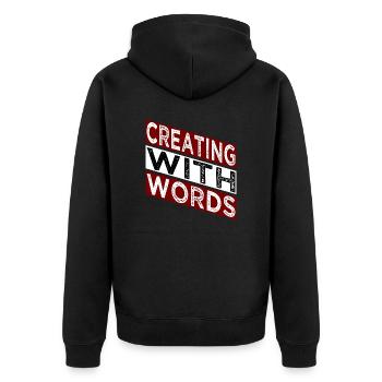 fostering creativity joke writing tips - Unisex Premium Bio Zip Hoodie - Schwarz - Hinten - Nico (187cm)
