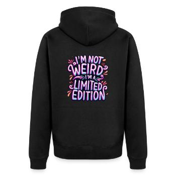 I'm not weird, I'm a limited edition - Unisex Premium Organic Zip Hoodie - black - Back - Nico (187cm)