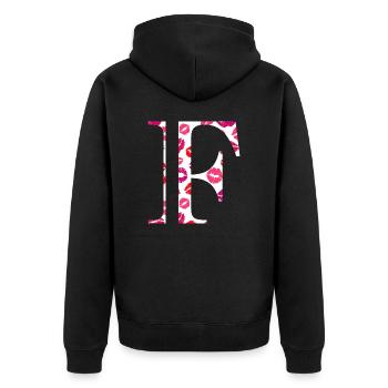 Buchstabe f Küsse - Unisex Premium Bio Zip Hoodie - Schwarz - Hinten - Nico (187cm)