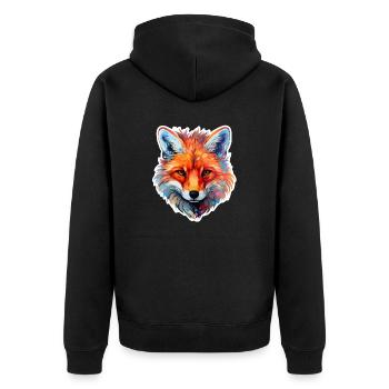 Fuchskopf farbig - Unisex Premium Bio Zip Hoodie - Schwarz - Hinten - Nico (187cm)