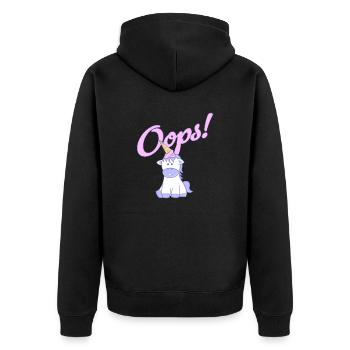 Hoppla, ein Einhorn! - Unisex Premium Bio Zip Hoodie - Schwarz - Hinten - Nico (187cm)