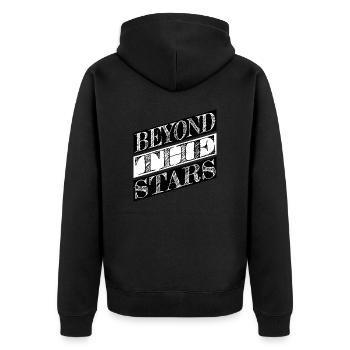 extraterrestrial life exploration quotes - Unisex Premium Bio Zip Hoodie - Schwarz - Hinten - Nico (187cm)
