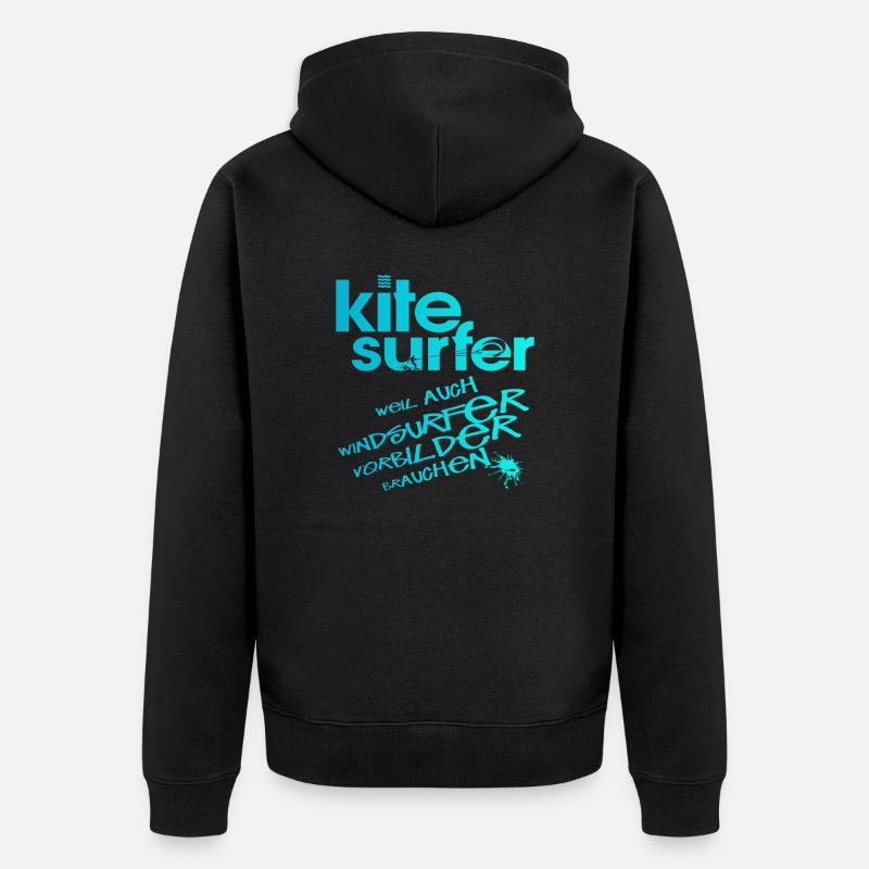 Kitesurfer vs Windsurfer - Unisex Premium Bio Zip Hoodie - Schwarz