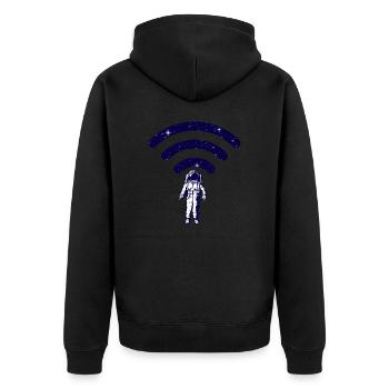 Astronaut wifi area - Unisex Premium Organic Zip Hoodie - black - Back - Nico (187cm)