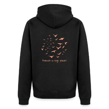 Birds - Friends in high places - Unisex Premium Bio Zip Hoodie - Schwarz - Hinten - Nico (187cm)
