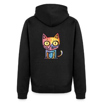 Katze Halloween Lustig - Unisex Premium Bio Zip Hoodie - Schwarz - Hinten - Nico (187cm)
