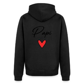 OPA. PAPA. VATERTAG. FROHER VATERTAG - Unisex Premium Bio Zip Hoodie - Schwarz - Hinten - Nico (187cm)