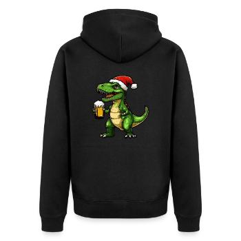 Dinosaurier T-Rex Weihnachten Bier - Unisex Premium Bio Zip Hoodie - Schwarz - Hinten - Nico (187cm)