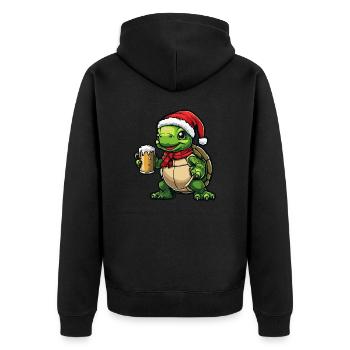 Turtle Christmas Beer - Unisex Premium Organic Zip Hoodie - black - Back - Nico (187cm)