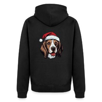Beagle Dog Head Christmas Portrait - Unisex Premium Organic Zip Hoodie - black - Back - Nico (187cm)
