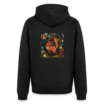 Fox Goblincore Ästhetik Skandinavische Folklore - Unisex Premium Bio Zip Hoodie - Schwarz - Hinten - Nico (187cm)