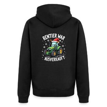 Rentier war ausverkauft traktor - Unisex Premium Bio Zip Hoodie - Schwarz - Hinten - Nico (187cm)