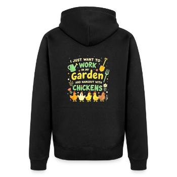 T Shirt Garden Chickens - Unisex Premium Organic Zip Hoodie - black - Back - Nico (187cm)