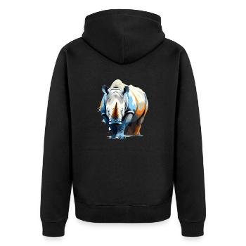 Rhinoceros Vector Art with Vibrant Illustration - Unisex Premium Organic Zip Hoodie - black - Back - Nico (187cm)