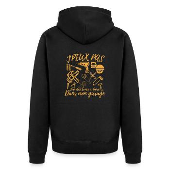 Papa Handwerker Ich kann nicht Handwerker, Garage Humor - Unisex Premium Bio Zip Hoodie - Schwarz - Hinten - Nico (187cm)