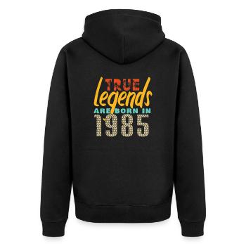 Les vrais légendes sont nés en 1985. Année 2025. - Veste à capuche bio Premium Unisexe - noir - Dos - Nico (187cm)