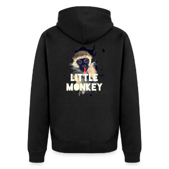 monkey - Unisex Premium Organic Zip Hoodie - black - Back - Nico (187cm)