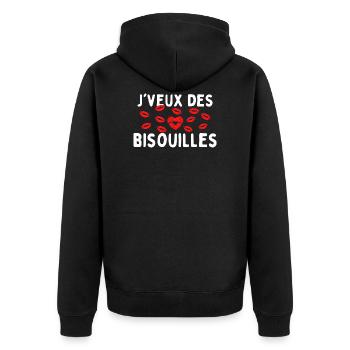 Je veux des bisouilles cadeau st valentin - Veste à capuche bio Premium Unisexe - noir - Dos - Nico (187cm)