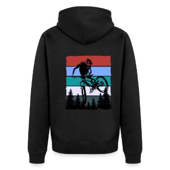 Untitled Project 75 - Unisex Premium Organic Zip Hoodie - black - Back - Nico (187cm)