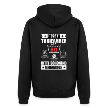 Dieser Taxifahrer ist 60. Schonend behandeln - Unisex Premium Bio Zip Hoodie - Schwarz - Hinten - Nico (187cm)