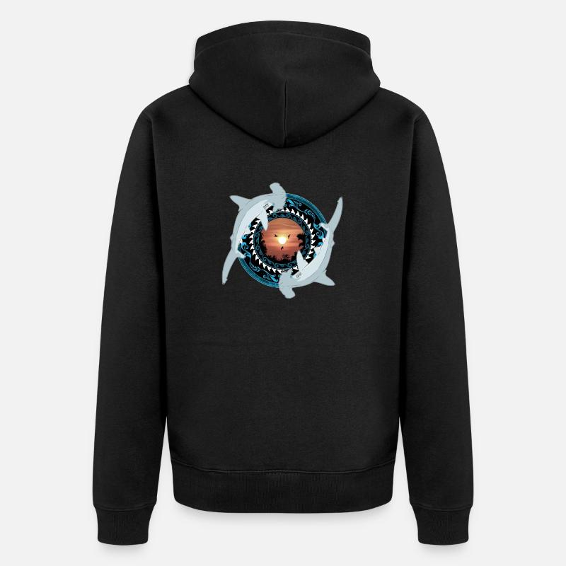 Requin-marteau Hawaïen - Veste à capuche bio Premium Unisexe - noir