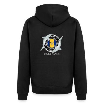 Barbados Riffhai - Unisex Premium Bio Zip Hoodie - Schwarz - Hinten - Nico (187cm)
