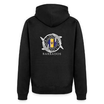 Barbados Ozeanischer Weißspitzenhai - Unisex Premium Bio Zip Hoodie - Schwarz - Hinten - Nico (187cm)