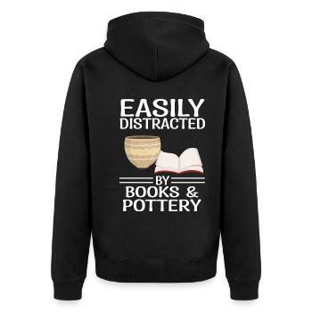 Pottery sayings | Pottery Books Reading Gifts - Unisex Premium Organic Zip Hoodie - black - Back - Nico (187cm)