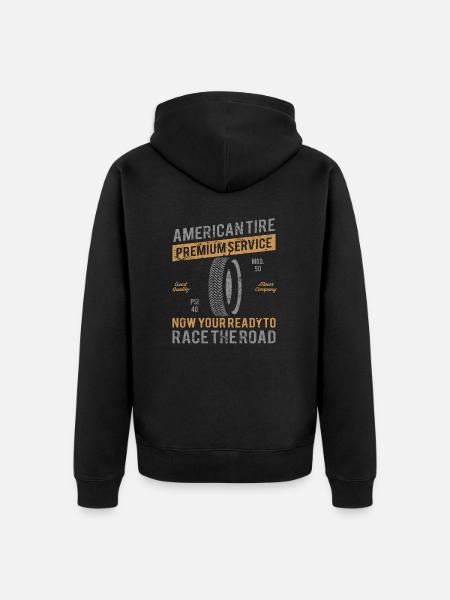American Tire Distressed - Unisex Premium Organic Zip Hoodie - black