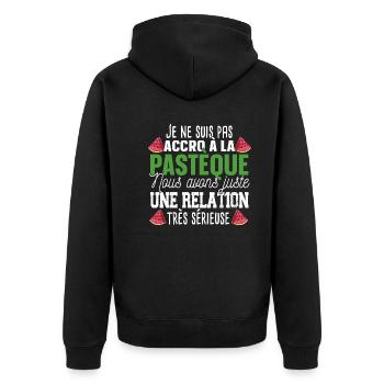 Pastèque Fruit Relation Cadeau Humour Rouge Vert - Veste à capuche bio Premium Unisexe - noir - Dos - Nico (187cm)