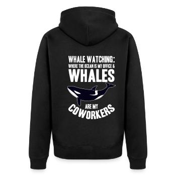 Wale beobachten | Wal Meerestier Meer Geschenke - Unisex Premium Bio Zip Hoodie - Schwarz - Hinten - Nico (187cm)