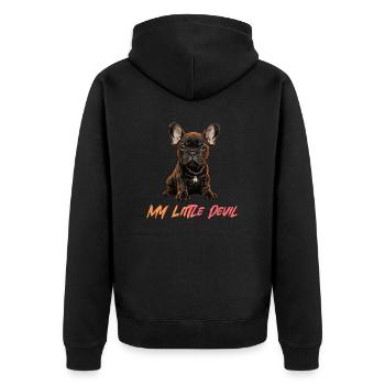 Bouledogue Français Chiens Chiot Diable - Veste à capuche bio Premium Unisexe - noir - Dos - Nico (187cm)