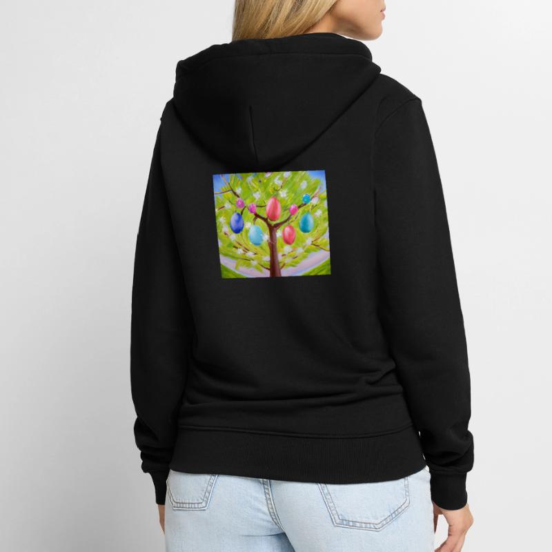 Bunter Eierbaum Unisex Premium Bio Zip Hoodie