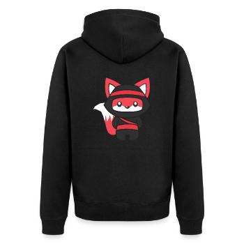 Renard ninja inimaliste - Veste à capuche bio Premium Unisexe - noir - Dos - Nico (187cm)