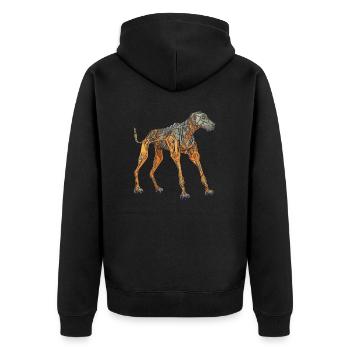 Doberman Cyborg Dog in Orange - Unisex Premium Organic Zip Hoodie - black - Back - Nico (187cm)