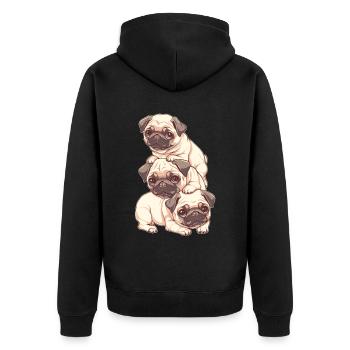 Pile de carlins - Veste à capuche bio Premium Unisexe - noir - Dos - Nico (187cm)