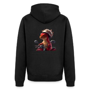 Happy Dino - Unisex Premium Organic Zip Hoodie - black - Back - Nico (187cm)