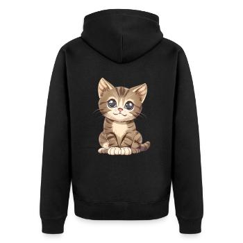 Niedliches Kätzchen - Unisex Premium Bio Zip Hoodie - Schwarz - Hinten - Nico (187cm)