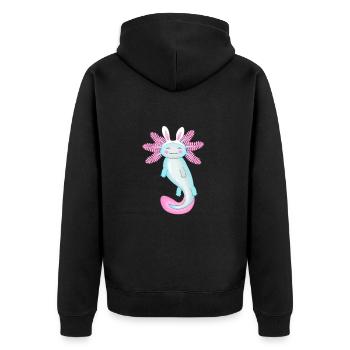 Oster-Axolotl mit Hasenohren - Unisex Premium Bio Zip Hoodie - Schwarz - Hinten - Nico (187cm)