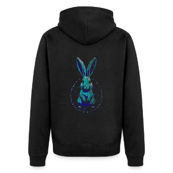 home Blue Art Easter Rabbit - Unisex Premium Organic Zip Hoodie - black - Back - Nico (187cm)