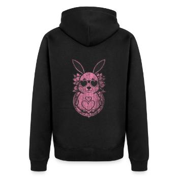 Cute rabbit pink pink heart - Unisex Premium Organic Zip Hoodie - black - Back - Nico (187cm)